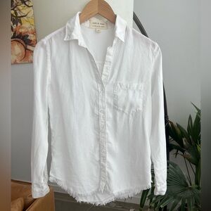 Anthropologie Cloth & Stone Frayed Hem White Blouse